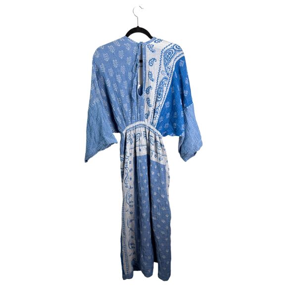 By Anthropologie Indigo Blue Dolman Sleeve Gauzy Flowy Midi Dress One Size - Picture 3 of 9